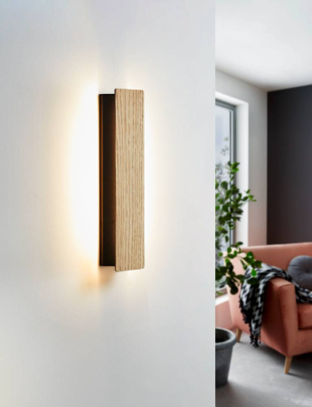 Aplica EGLO Zubialde 901741 LED 12W 3000K 1550lm 220-240V,50/60Hz L 360mm x H 80mm otel/lemn negru/maro  IP20 [5]