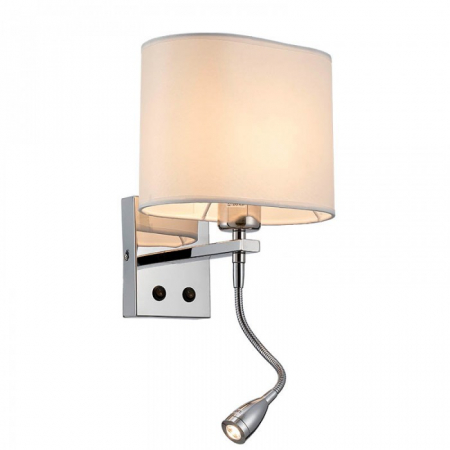 Moderne - Aplica Elmark Maya, crom, textil, brat flexibil cu LED 3W, 1XE27, 955MAYA1WLED