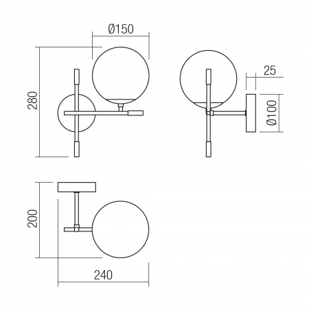 Aplica Essential 01-2944, 1 x E14, negru + auriu [1]