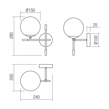 Aplica Essential 01-2945, 1 x E14, negru + auriu [1]
