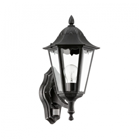 ILUMINAT EXTERIOR - Aplica exterior cu senzor EGLO NAVEDO 93458, E27 1x60W, Aluminiu turnat/Negru