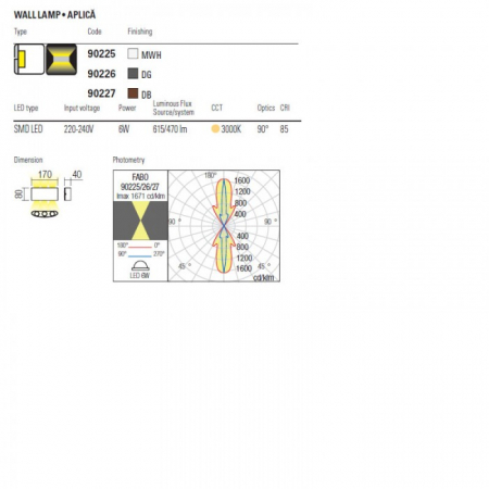 Aplica exterior Fabo 90227, maro inchis, LED, 6W, 470 lumeni, alb cald 3000K, IP54 [2]