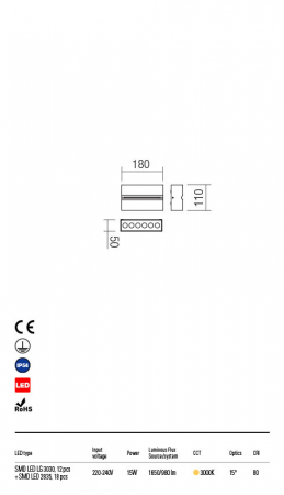Aplica exterior Mitic 90117, gri inchis, LED, 15W, alb cald 3000K, 980 lumeni, IP54 [1]