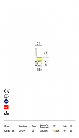 Aplica exterior Redo QUAD 90085 LED 3W h103 Ø58.5 280lm 3000K IP65 Nedimabil Gri Inchis [1]