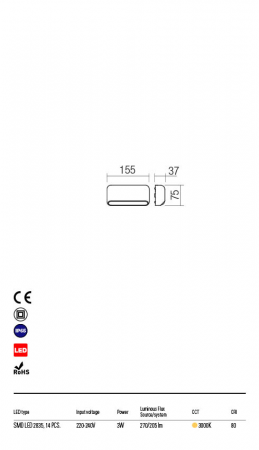 Aplica exterior Sapo 90069, alb mat, LED, 3W, alb cald 3000K, 205 lm, IP65 [1]