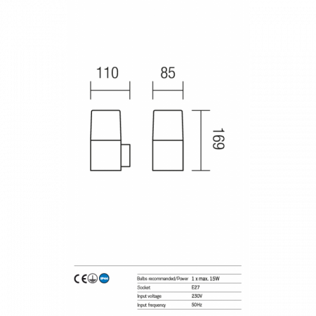 Aplica exterior Togo 9265 Gri Inchis E27 1x15W IP44 [1]