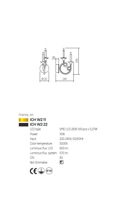 Aplică Incanti Chateau LED 10W 3000K 570lm Aluminiu auriu mat IP20 [1]