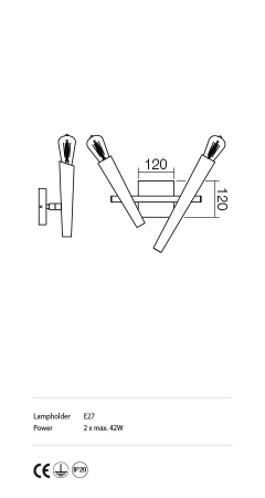 Aplica Incanti Galea IGL W2 06 12 E27 2x42W Metal BLACK/ANTIQUE BRASS IP20 [1]