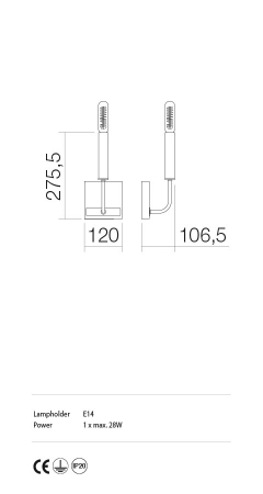 Aplica Incanti Konig IKN W1 06 12 E14 1x28W Metal BLACK/ANTIQUE BRASS IP20 [1]