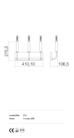 Aplica Incanti Konig IKN W3 06 12 E14 3x28W Metal BLACK/ANTIQUE BRASS IP20 [1]
