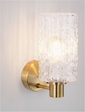 Aplica Nova Luce CERTA 9009277 E27 1x12W    Brass Gold Metal & Clear Structured Glass   IP20 [6]