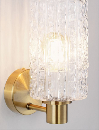 Aplica Nova Luce CERTA 9009277 E27 1x12W    Brass Gold Metal & Clear Structured Glass   IP20 [7]