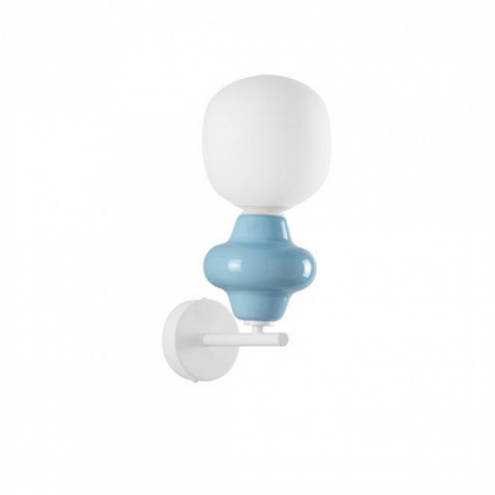 Moderne - Aplica Nova Luce CLIO 9009124 Matt White Metal Base Blue Ceramic & Acid Opal Glass E14 1x5W IP20