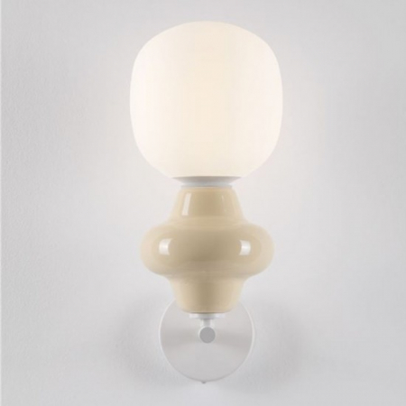 Aplica Nova Luce CLIO 9009125 Matt White Metal Base Yellow Ceramic & Acid Opal Glass E14 1x5W IP20 [1]