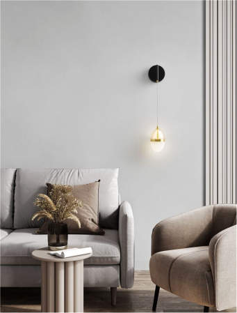 Aplica Nova Luce EGNA 9009282 LED 13W 3000K 1422lm Gold & Black Metal Cognac & Opal Glass   IP20