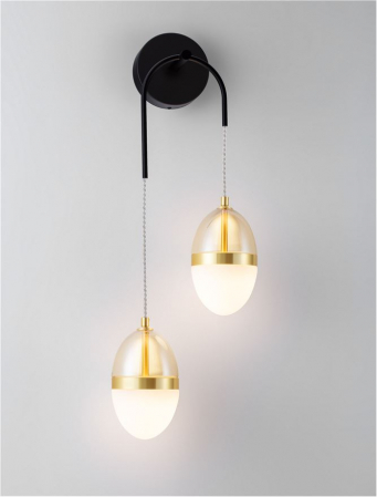 Aplica Nova Luce EGNA 9009283 LED 24W 3000K 2704lm Gold & Black Metal Cognac & Opal Glass   IP20 [5]