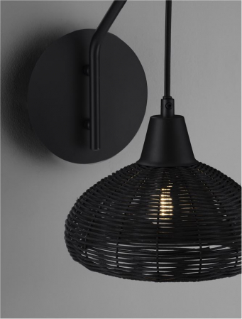 Aplica Nova Luce FADO 9586530 E27 1x12W    Black Rattan Black W ire & Base   IP20 [5]
