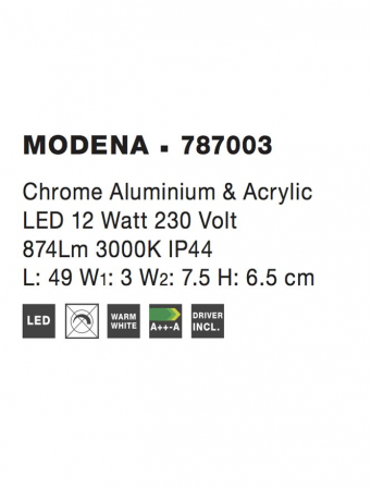 Aplica Nova Luce MODENA LED 12W 874lm 3000K Chrome Aluminium & Acrylic  IP20 [2]
