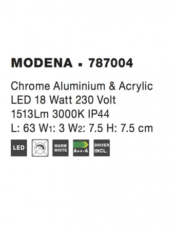 Aplica Nova Luce MODENA LED 18W 1513lm 3000K Chrome Aluminium & Acrylic  IP20 [2]