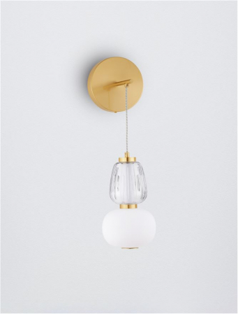 Aplica Nova Luce MOVIL 9030540 LED 18W 3000K 2335lm Clear & Acid Opal Glass & Glossy Gold Metal Base  Dimmable IP20 [3]