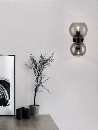 Aplica Nova Luce PALMER E14 2x5W   Smoky Glass & Black Metal Base IP20 [1]
