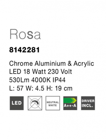 Aplica Nova Luce ROSA LED 18W 530lm 4000K Chrome Aluminium & Acrylic  IP20 [4]