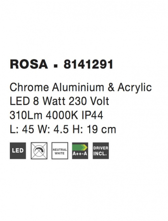 Aplica Nova Luce ROSA LED 8W 310lm 4000K Chrome Aluminium & Acrylic  IP20 [2]