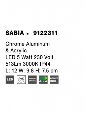 Aplica Nova Luce SABIA LED 5W 513lm 3000K Chrome Aluminium & Acrylic  IP20 [4]
