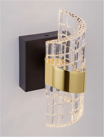Aplica Nova Luce SENECA 9186938 LED 9W 3000K 739lm Gold Plating Metal Shade & Clear Acrylic Sandy Black Base  IP20 [6]