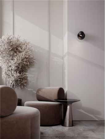 Aplica Nova Luce SFERA 9540255 Sandy Black Aluminium & Steel LED 6W 576lm 3000K IP20 [1]