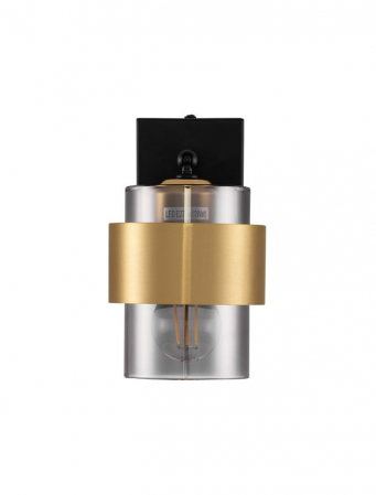 Moderne - Aplica Nova Luce SIANNA 9236389 Sandy Black & Brass Gold Metal Smokey Glass E27 1x12W IP20