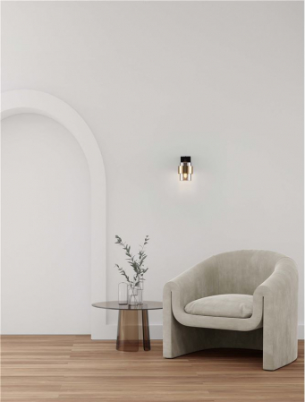 Aplica Nova Luce SIANNA 9236389 Sandy Black & Brass Gold Metal Smokey Glass E27 1x12W IP20 [1]