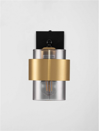 Aplica Nova Luce SIANNA 9236389 Sandy Black & Brass Gold Metal Smokey Glass E27 1x12W IP20 [2]
