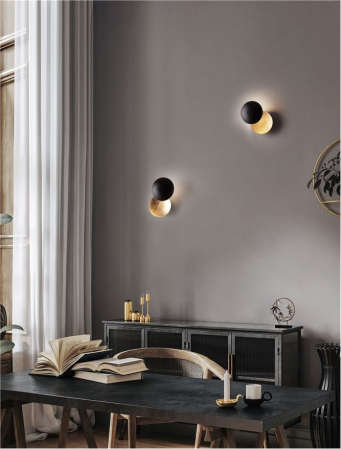 ILUMINAT - Aplica Nova Luce SOLEI 9006080 LED 6W 3000K 420lm Sandy Black & Gold Aluminium   IP20