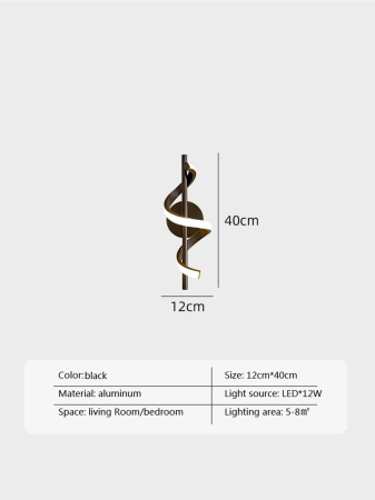 Aplica OEM LED integrat 10W 1200lm CCT (3000K+4000K+6500K) Metal+Acril Black  155 x 110 x 400 mm [3]