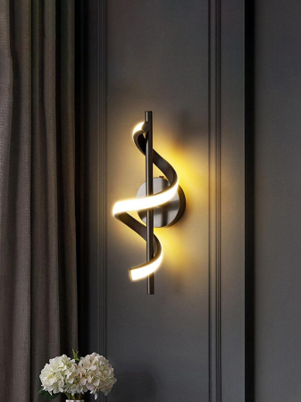 ILUMINAT INTERIOR - Aplica OEM LED integrat 10W 1200lm CCT (3000K+4000K+6500K) Metal+Acril Black  155 x 110 x 400 mm