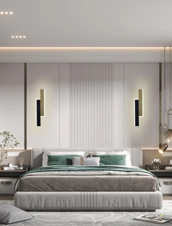 ILUMINAT INTERIOR - Aplica OEM LED integrat 12W 600lm CCT (3000K+4000K+6500K) Metal+Acril Black  Gold  400 x 100 x 65 mm