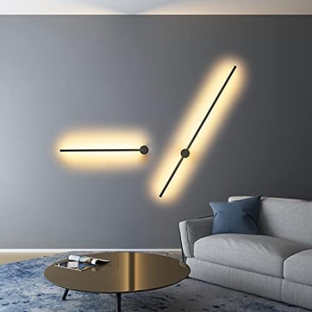 Aplica OEM LED integrat 34W 1600lm CCT (3000K+4000K+6500K) Aluminiu+Acril Black 50x1000X70MM [6]