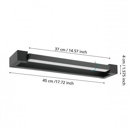 Aplica oglinda EGLO Gemiliana 900615 LED 8,9W 4000K 1000lm 220-240V,50/60Hz L 450mm x H 40mm otel negru plastic alb IP44 [2]