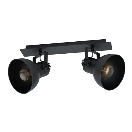 ILUMINAT - Aplica/Plafoniera EGLO Barnstaple 1 43432 E27 2X40W 220-240V,50/60Hz L 475mm x l 90mm otel/lemn negru otel negru IP20