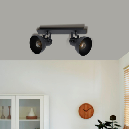 Aplica/Plafoniera EGLO Barnstaple 1 43432 E27 2X40W 220-240V,50/60Hz L 475mm x l 90mm otel/lemn negru otel negru IP20 [1]