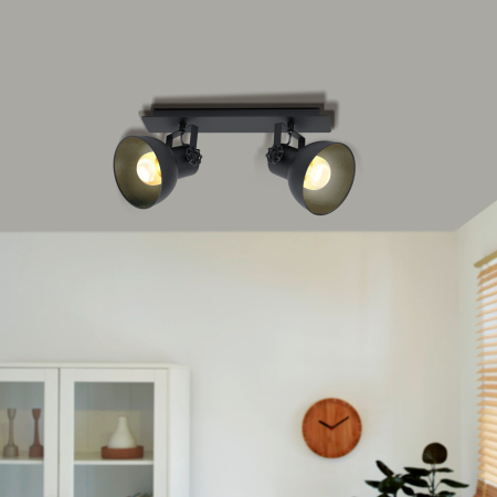 Aplica/Plafoniera EGLO Barnstaple 1 43432 E27 2X40W 220-240V,50/60Hz L 475mm x l 90mm otel/lemn negru otel negru IP20 [3]