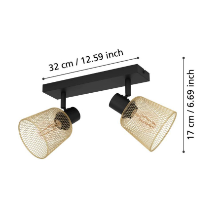 Aplica/Plafoniera EGLO Coslada 900694 E27 2X40W 220-240V,50/60Hz L 320mm x l 80mm x H 170mm otel negru otel negru/maro IP20 [4]