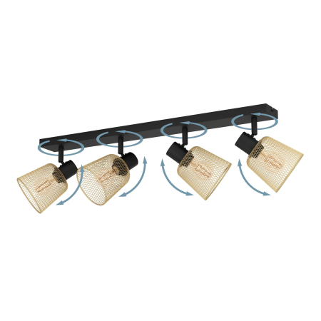 Aplica/Plafoniera EGLO Coslada 900695 E27 4X40W 220-240V,50/60Hz L 790mm x l 80mm x H 170mm otel negru otel negru/maro IP20 [4]