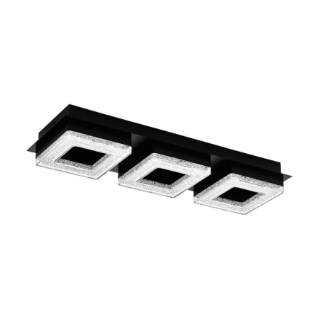 Aplica/Plafoniera EGLO Fradelo 1 99325 LED 3X3,5W 3000K 1200lm 220-240V,50/60Hz L 460mm x l 140mm x H 60mm otel negru plastic/sticla cristal negru transparent IP20