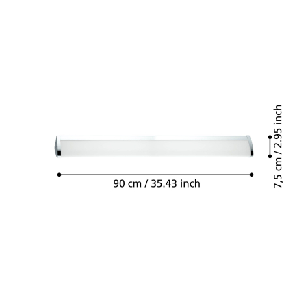 Aplica/Plafoniera EGLO Gita 2 94714 LED;LED 8,3W;16W 4000K 1000;1900lm 2600 220-240V,50/60Hz L 900mm x l 75mm x H 75mm metal turnat crom plastic alb IP44 [1]