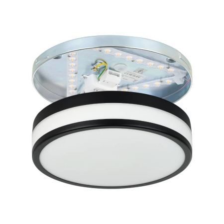 Aplica/Plafoniera EGLO Led Palermo 900846 LED 3X5,7W 3000K 2100lm 220-240V,50/60Hz H 75mm x Ø300mm otel negru sticla satinata alba IP44 [2]