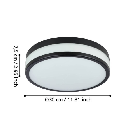 Aplica/Plafoniera EGLO Led Palermo 900846 LED 3X5,7W 3000K 2100lm 220-240V,50/60Hz H 75mm x Ø300mm otel negru sticla satinata alba IP44 [3]