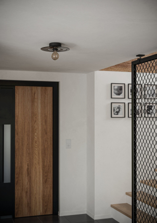 Aplica/Plafoniera EGLO Lintmill 44028 E27 1X40W 220-240V,50/60Hz H 75mm x Ø300mm otel negru sticla gri IP20 [1]