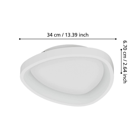 Aplica/Plafoniera EGLO Loretello 901583 LED 12W 2700-6500K 1440lm 220-240V,50/60Hz H 75mm x Ø350mm plastic/otel alb  IP20 [2]